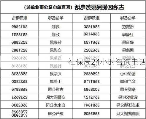 社保局24小时咨询电话