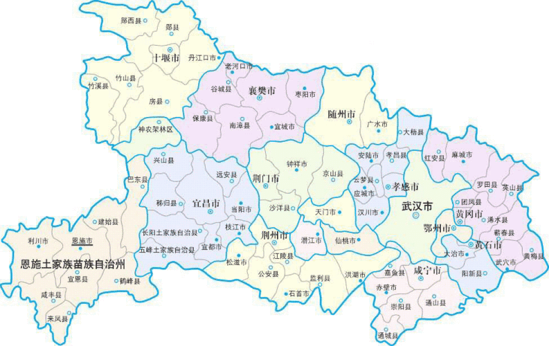 湖北省地图各市县