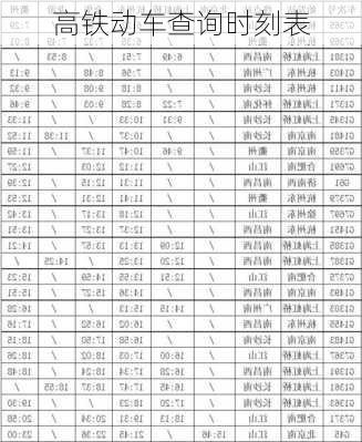 高铁动车查询时刻表