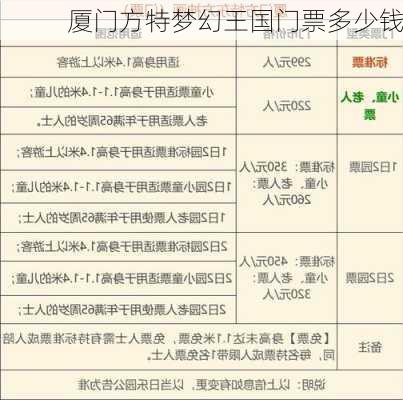 厦门方特梦幻王国门票多少钱