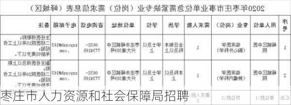 枣庄市人力资源和社会保障局招聘