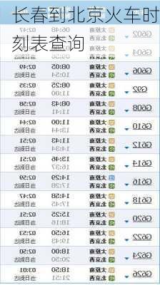 长春到北京火车时刻表查询