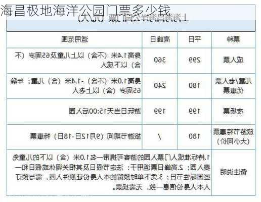 海昌极地海洋公园门票多少钱